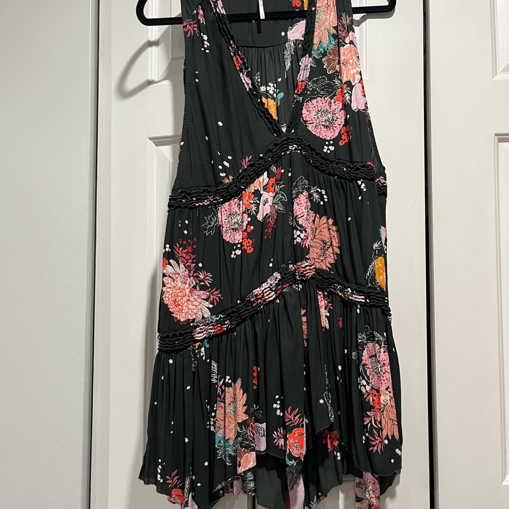 Free People Floral Tunic in Black and Pink